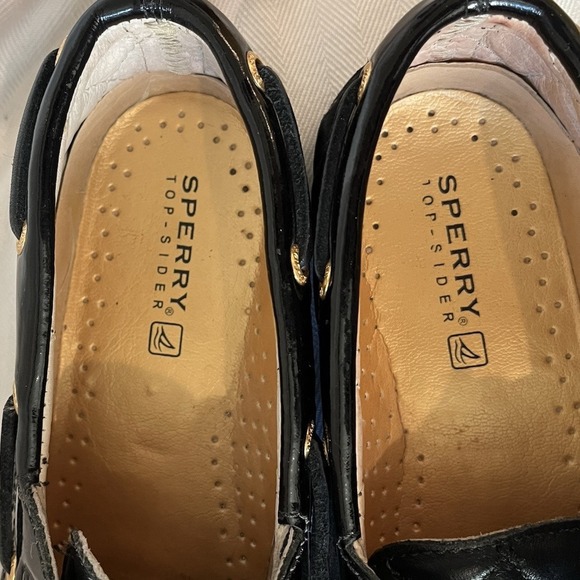 Sperry Top Sider Quilted‎ Black Leather Boat Shoes Womens Size 6 Preppy - Picture 7 of 10
